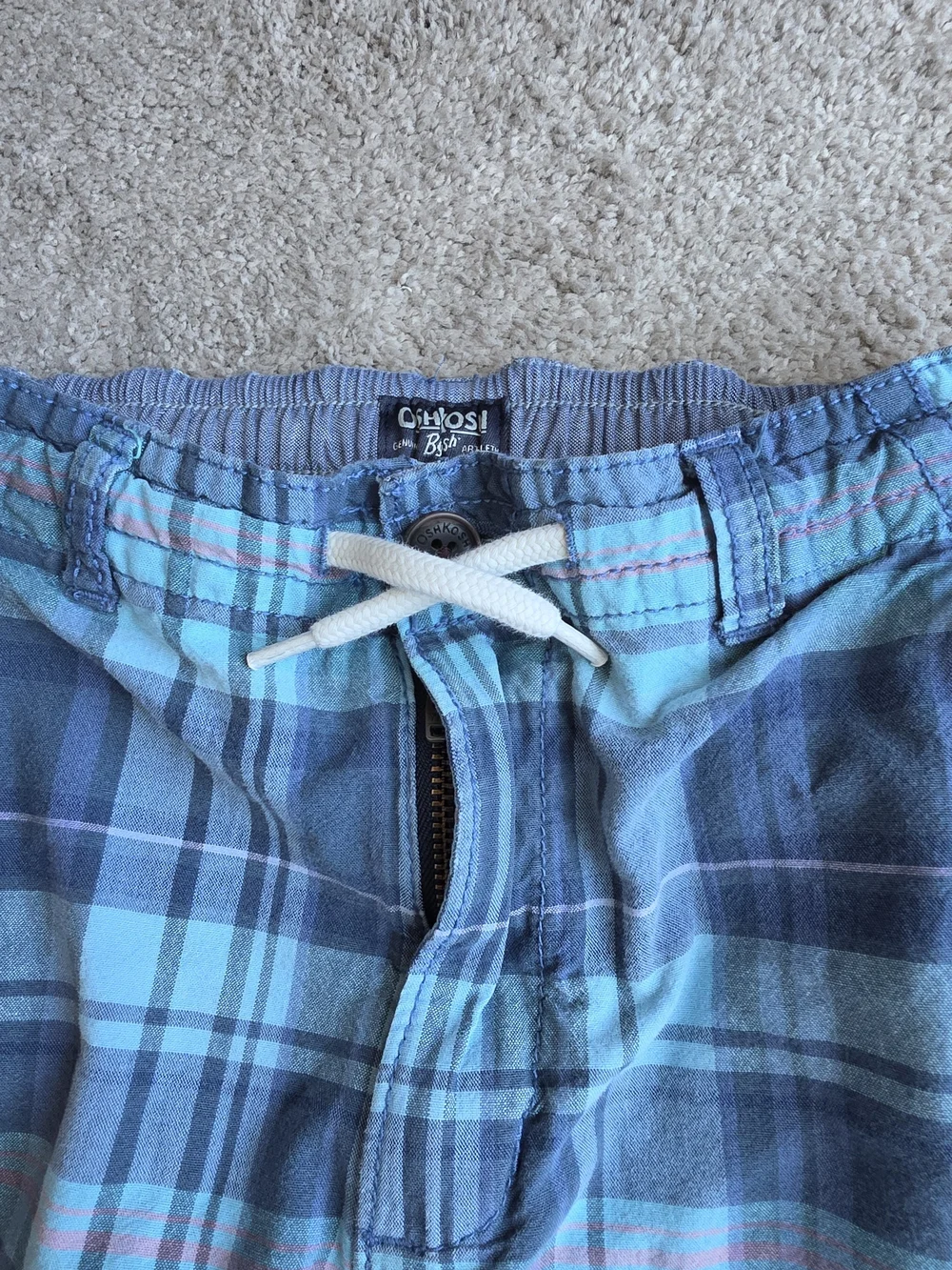 Kids OshKosh B'gosh Blue Plaid Cotton Shorts Size 10